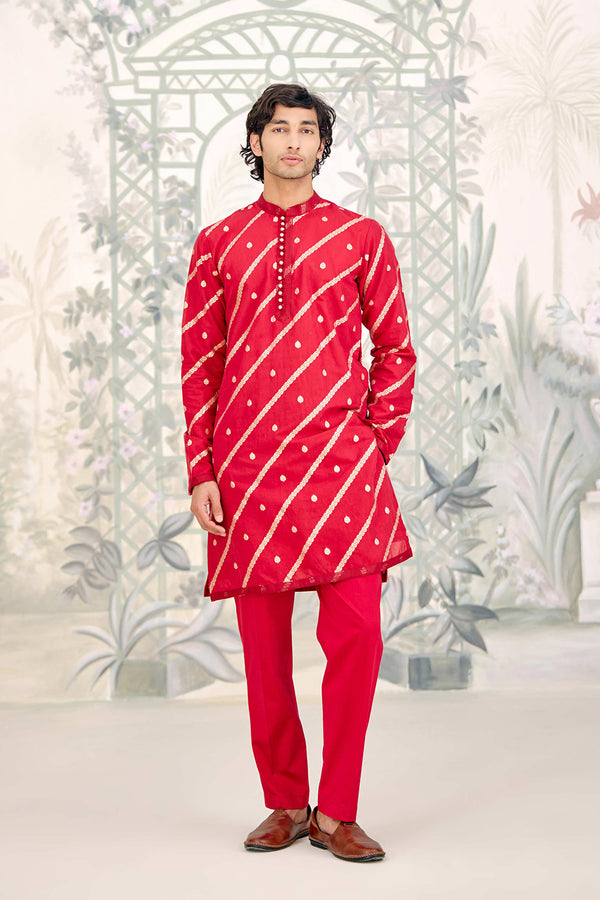 Maroon Kurta & Waistcoat Set.