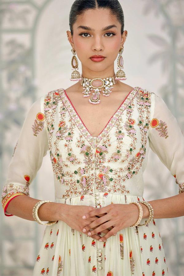 Canary Green Anarkali Set.