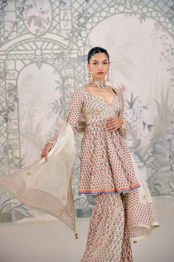 Birch White Sharara Set.