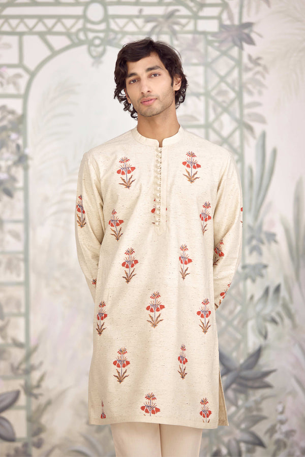 Ivory Kurta & Waistcoat Set.