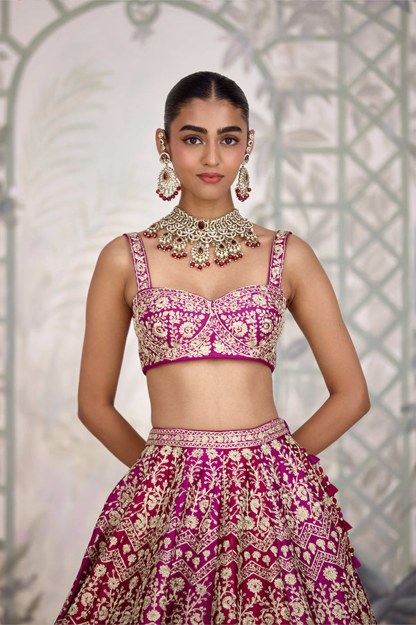 Wine Maroon Lehenga Set.