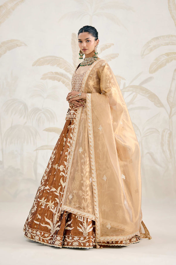 Coffee Brown Kurti-Lehenga Set.