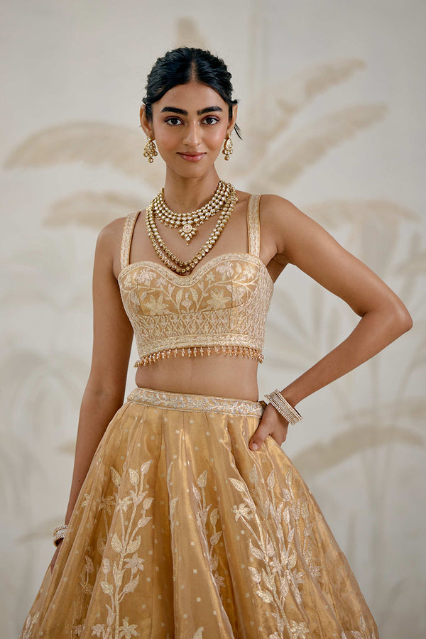 Gold Lehenga Set.