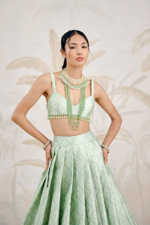 Secrest Green Lehenga Set.