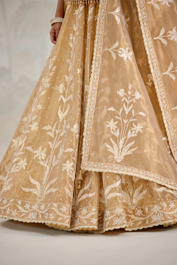 Gold Kurti-Lehenga Set.