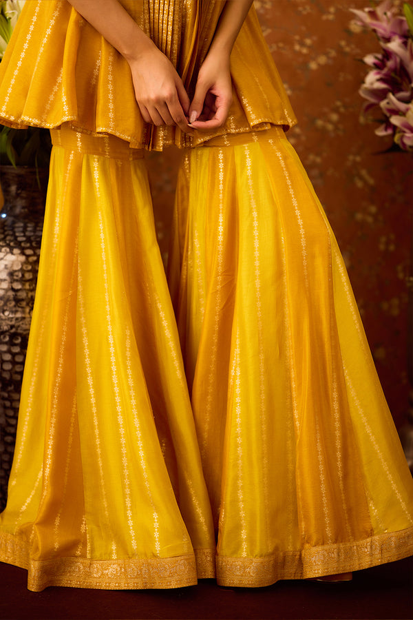 Golden Yellow Sharara Set.