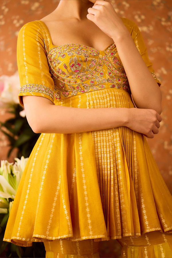 Golden Yellow Sharara Set.