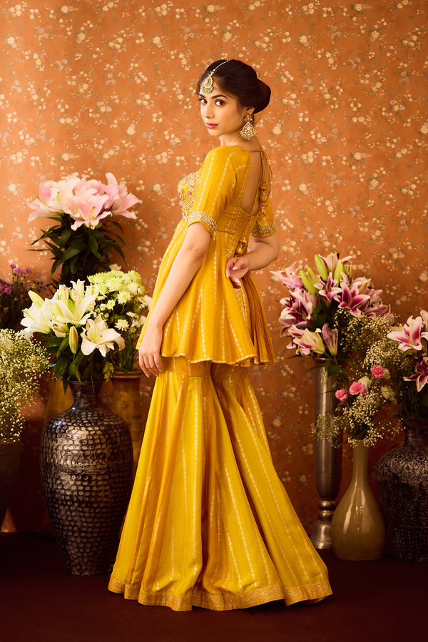 Golden Yellow Sharara Set.