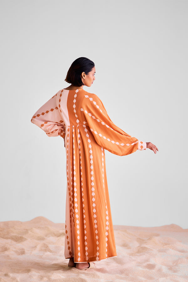 Peach & Rust Orange Kaftan Dress