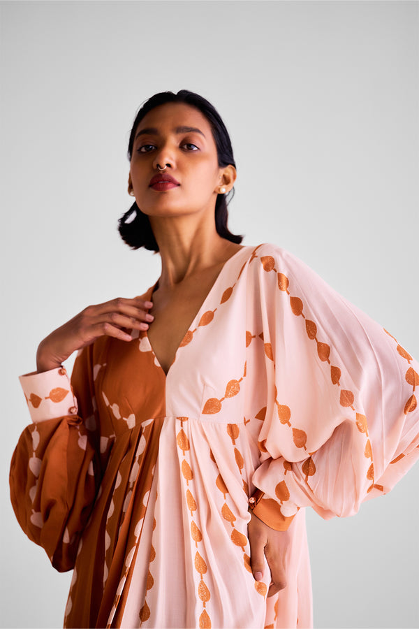 Peach & Rust Orange Kaftan Dress