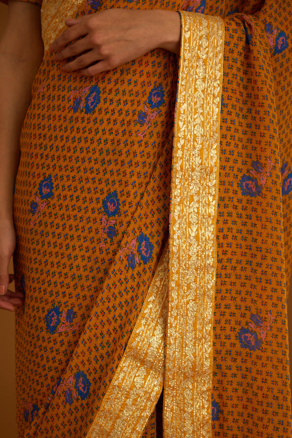 Mustard Yellow Saree Set.