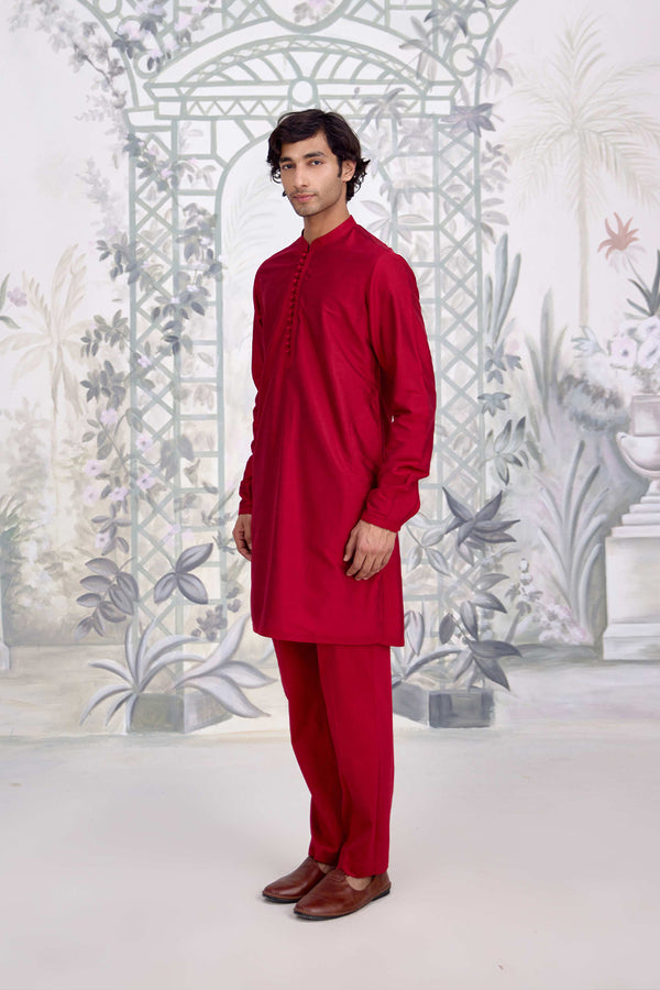 Maroon Kurta Set.