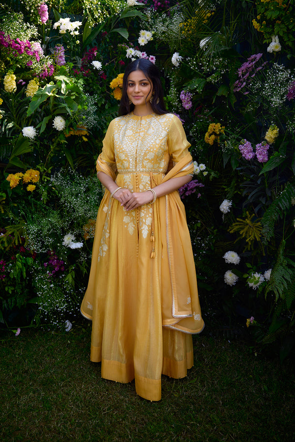 Saffron Anarkali Set