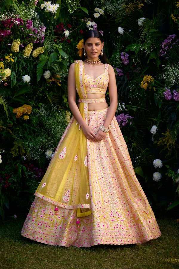 Spectra Yellow Lehenga Set.