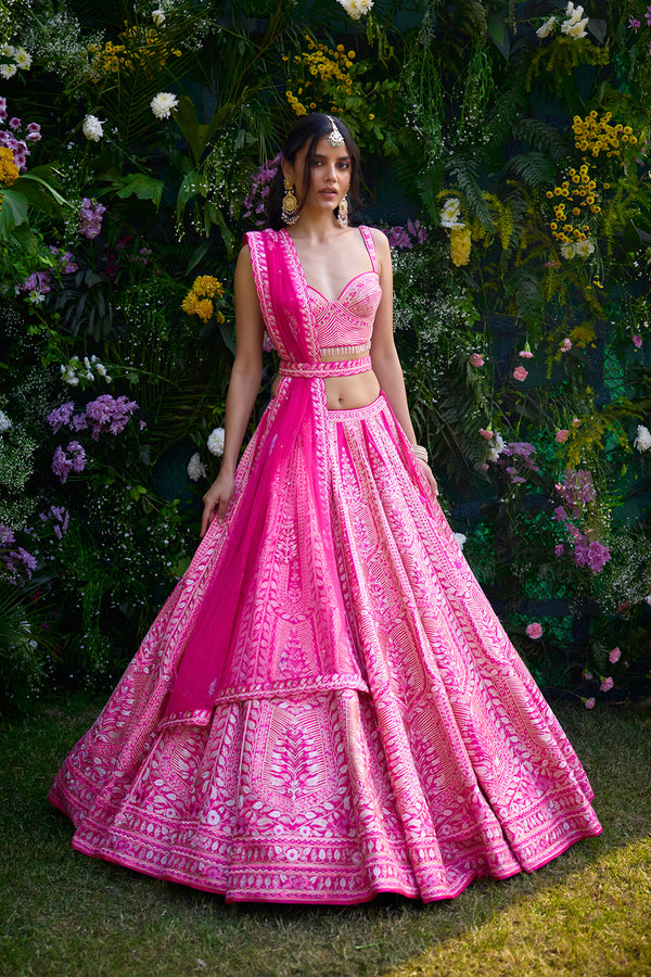 Fuchsia Pink Lehenga Set.