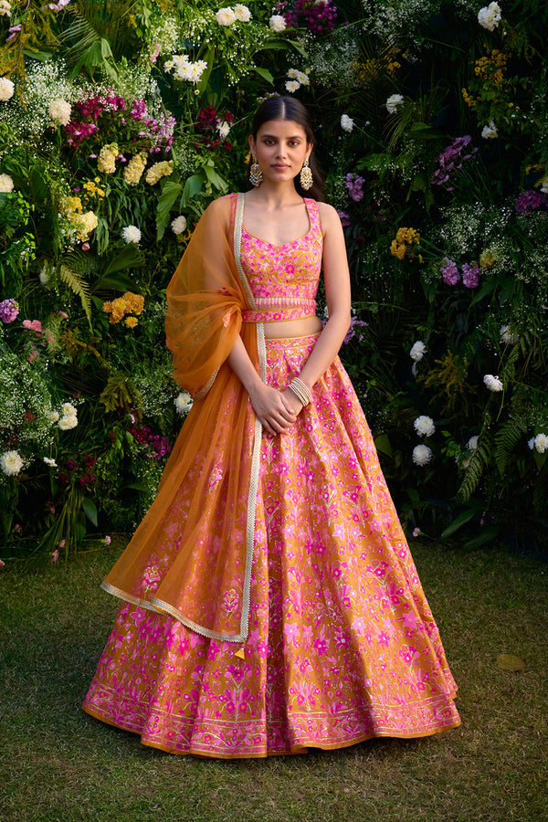 Apricot Orange Lehenga Set