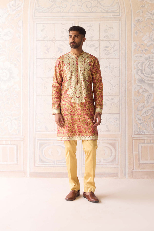 Aspen Gold Yellow Kurta & Waistcoat Set.