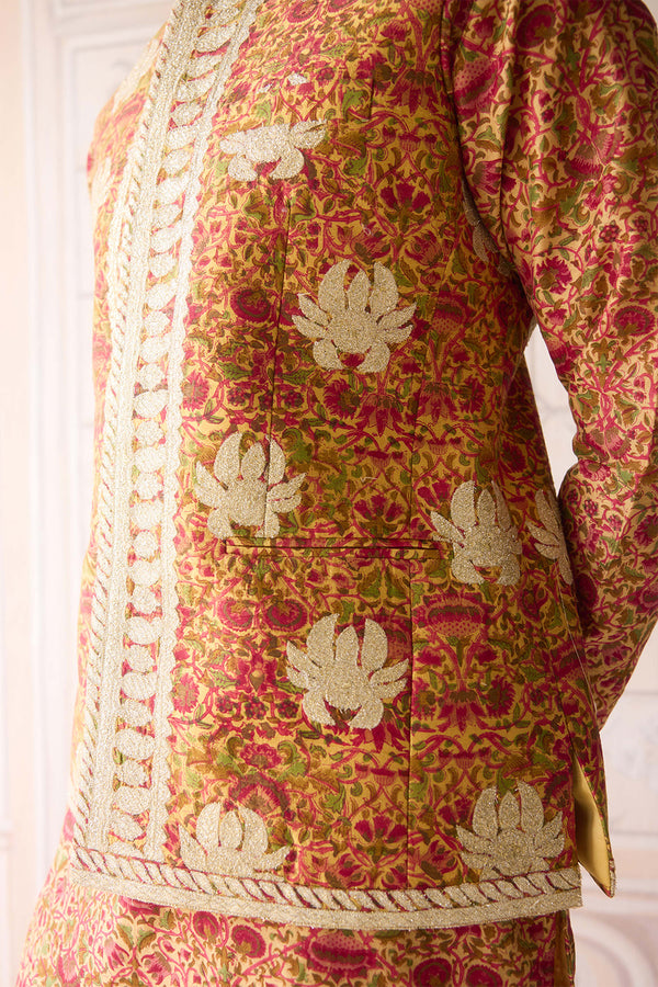Aspen Gold Yellow Kurta & Waistcoat Set.