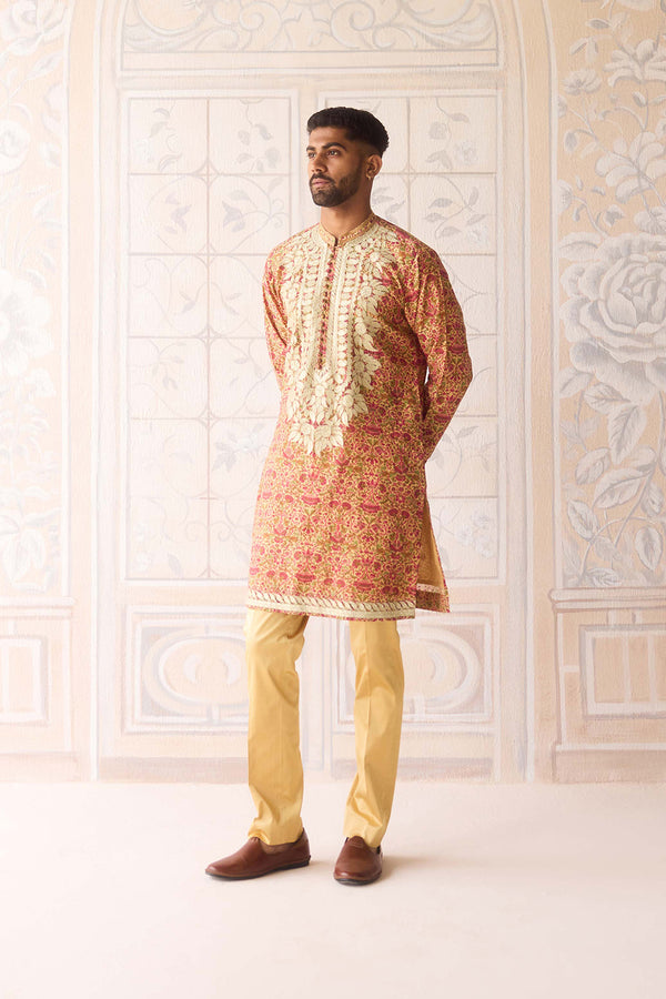 Aspen Gold Yellow Kurta & Waistcoat Set.