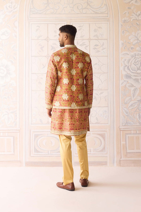 Aspen Gold Yellow Kurta & Waistcoat Set.