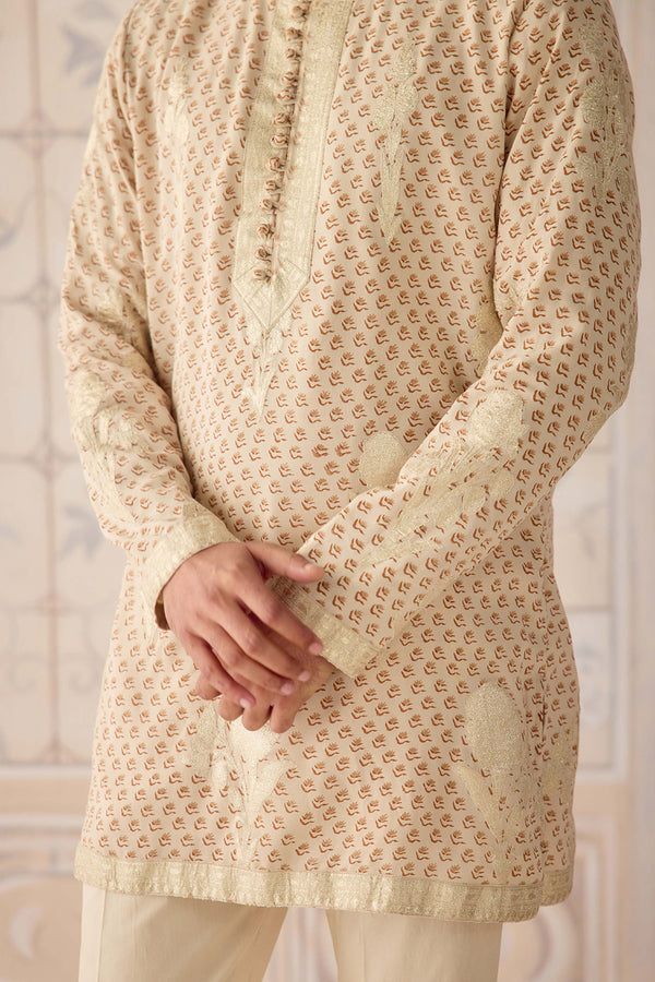 Antique White Kurta & Waistcoat