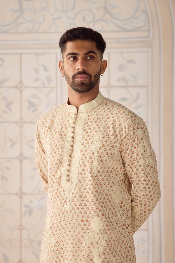 Antique White Kurta & Waistcoat