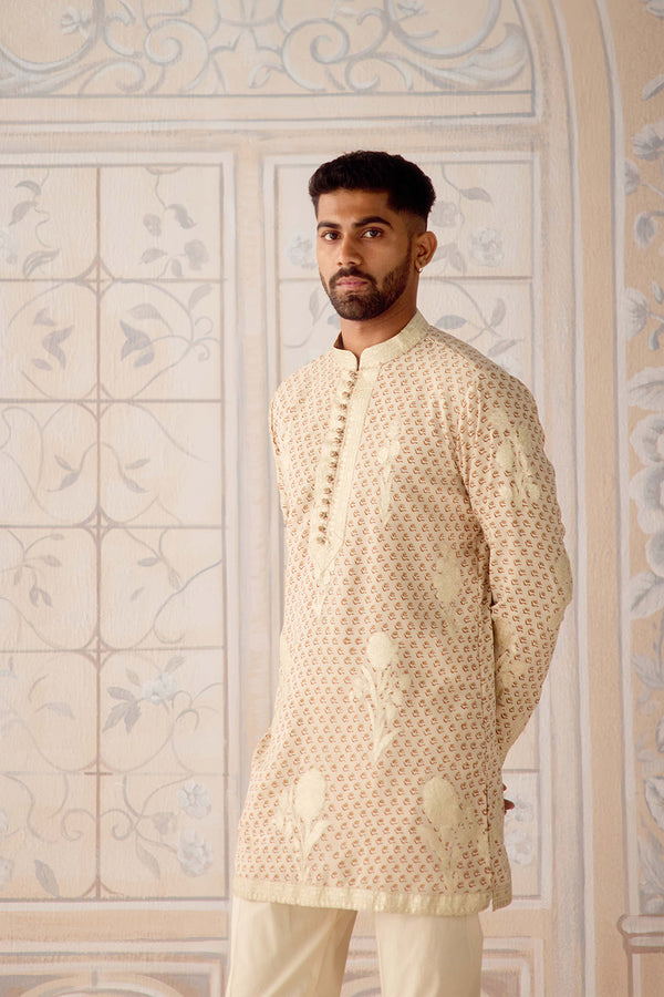 Antique White Kurta & Waistcoat