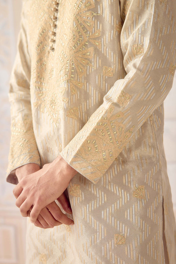 Birch Metallic Ivory Kurta Set.