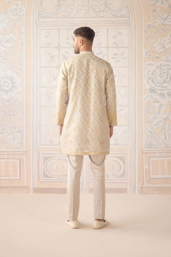 Birch Metallic Ivory Kurta Set.