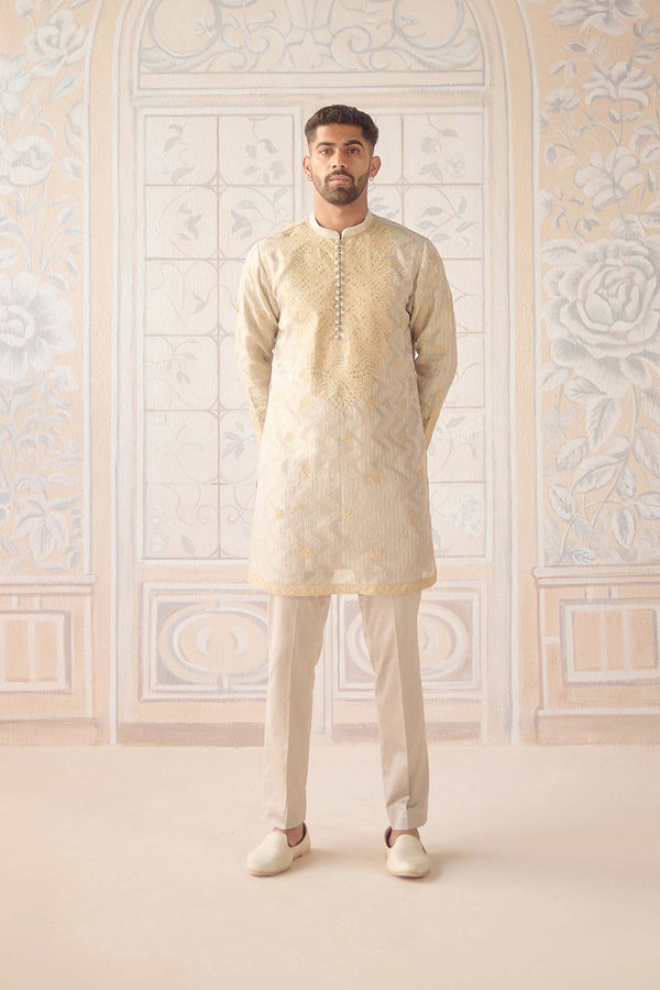 Birch Metallic Ivory Kurta Set.