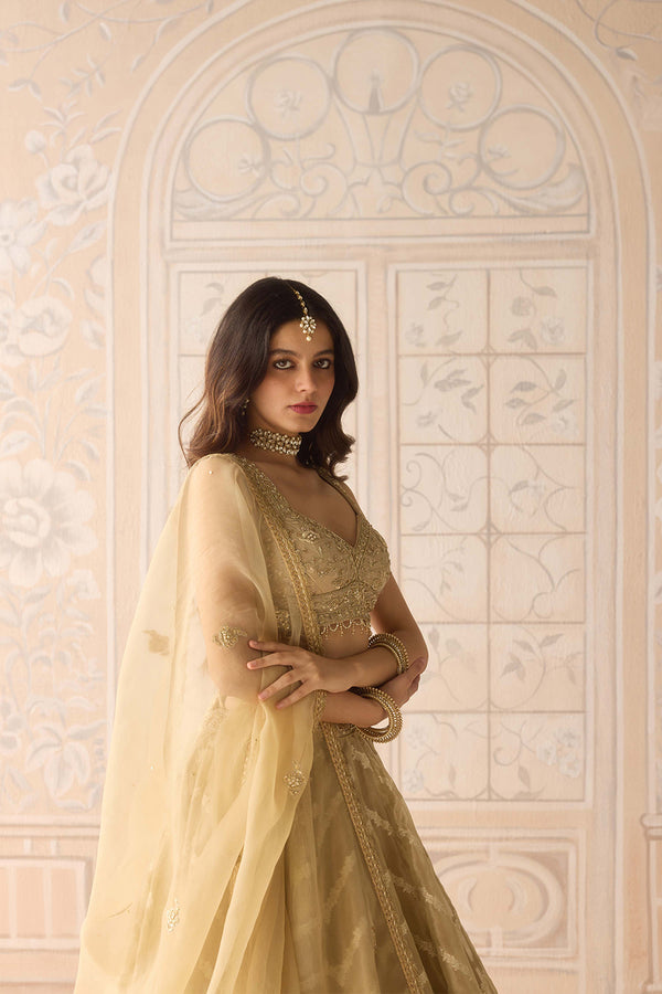 Gold Lehenga Set.