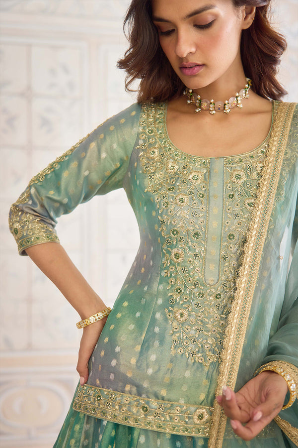 Dusty Turquoise Lehenga Set