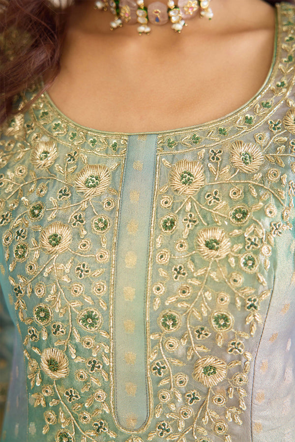 Dusty Turquoise Lehenga Set
