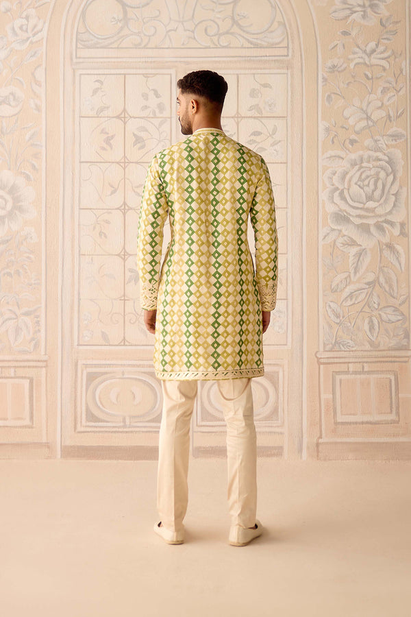 Ivory Jade Green Kurta Set.