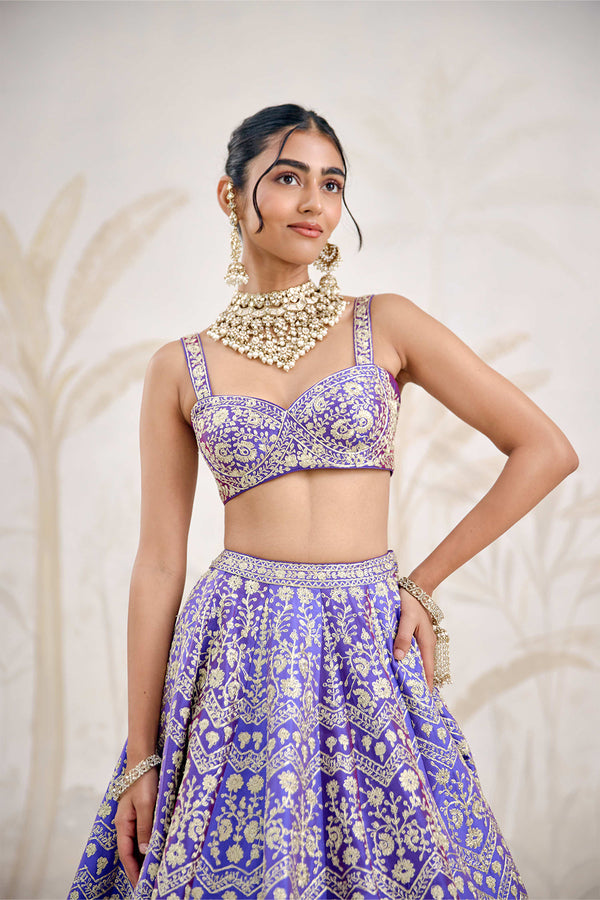 Purple Blue Lehenga Set.