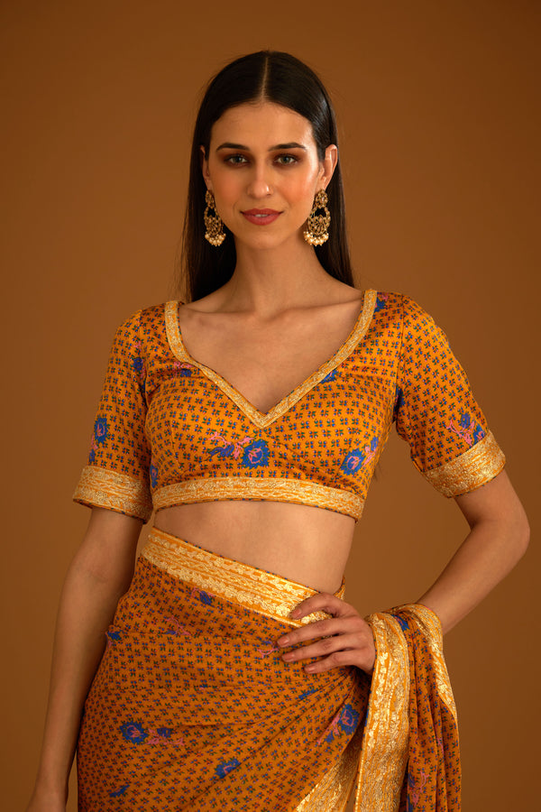 Mustard Yellow Saree Set.