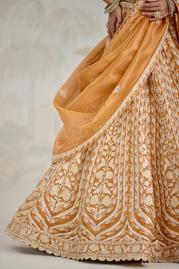Burnt Orange Gold Lehenga Set