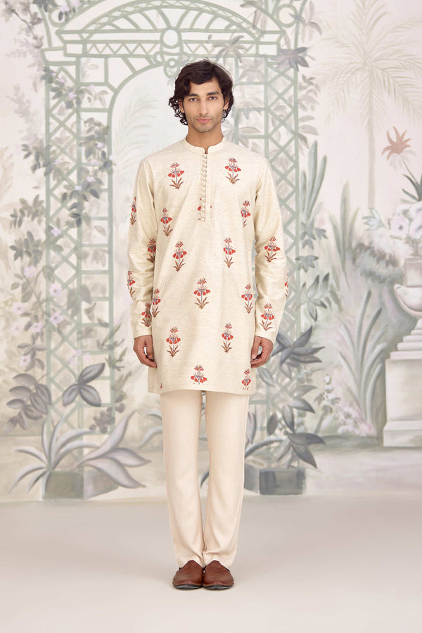 Ivory Kurta & Waistcoat Set.