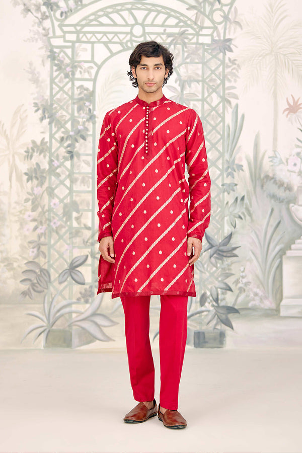 Maroon Kurta & Waistcoat Set.
