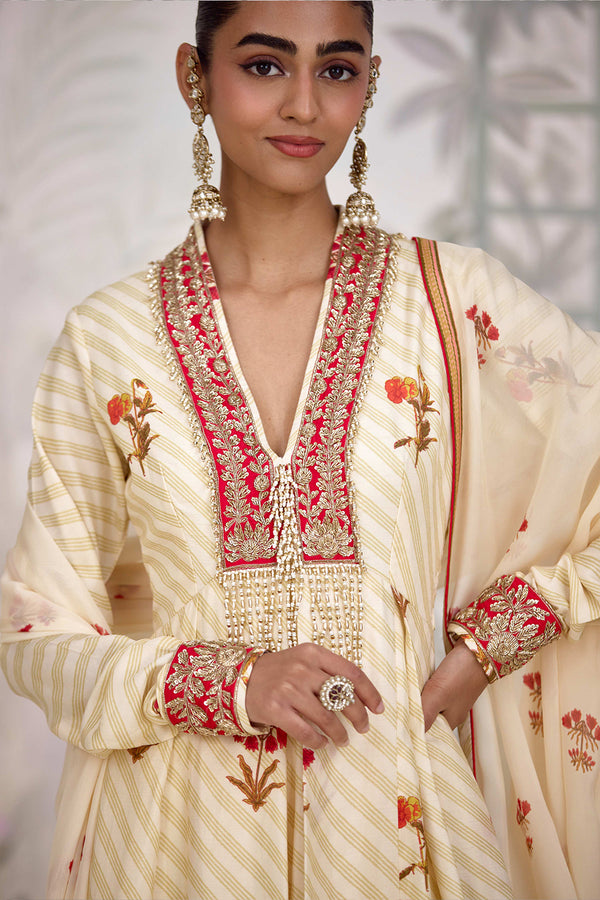 Ivory Anarkali Set.