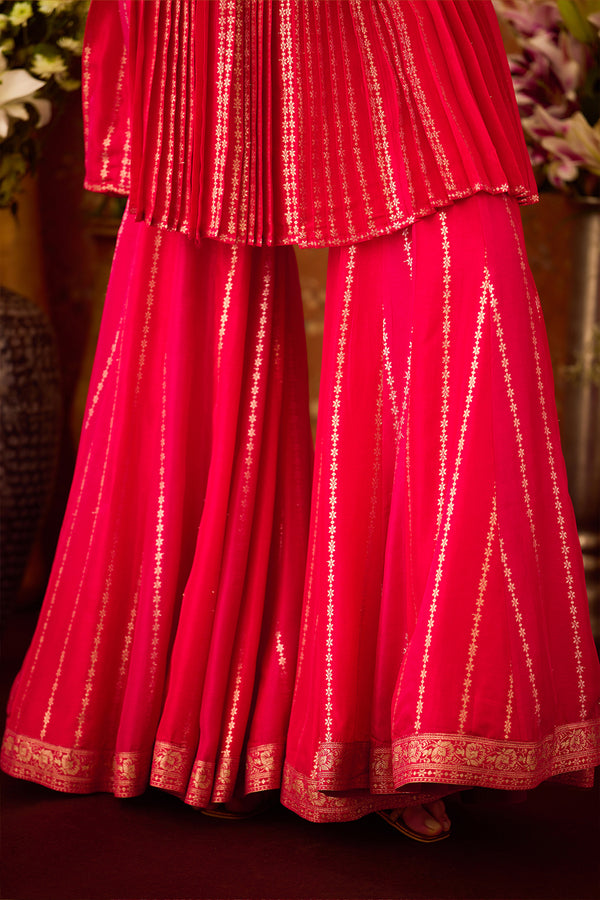 Scarlet Red Sharara Set.