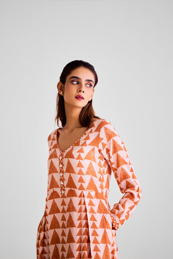 Peach & Rust Orange Kurta Set.