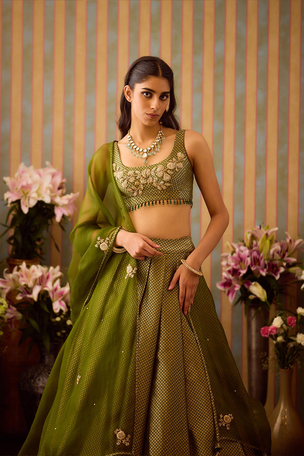 Garden Green Lehenga Set.