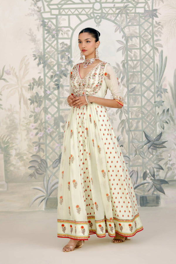 Canary Green Anarkali Set.