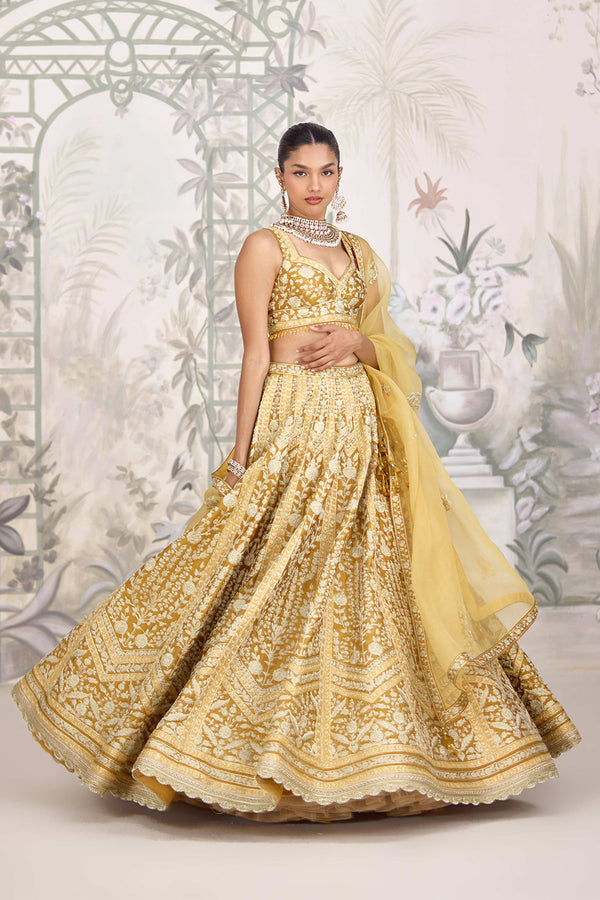 Yellow Mustard Lehenga Set.