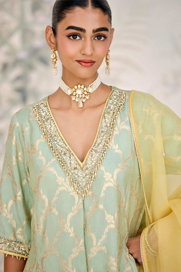 Smoke Green Kurta Set.