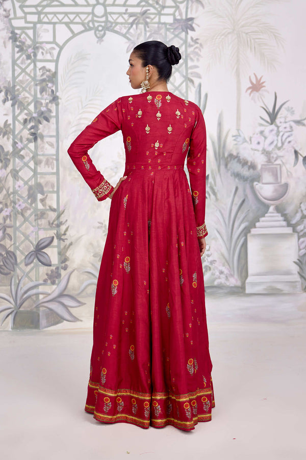 Maroon Anarkali Set.