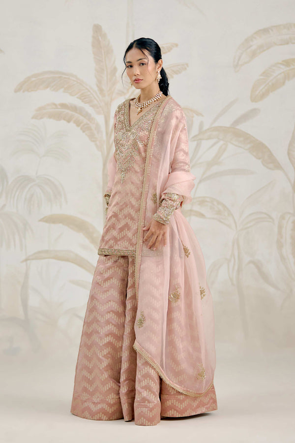 Old Rose Pink Sharara Set.