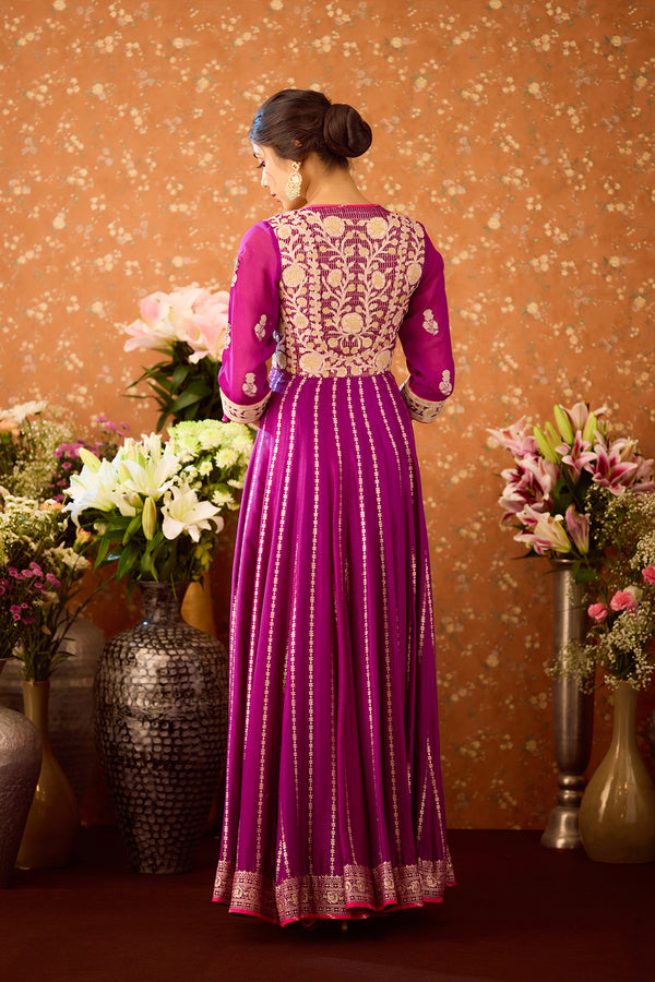 Imperial Purple Anarkali Set.