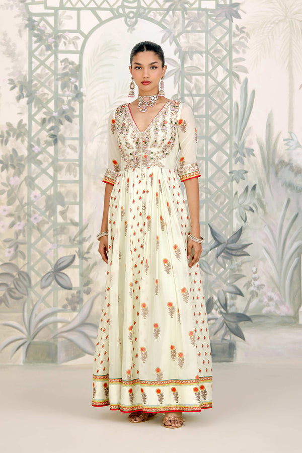 Canary Green Anarkali Set.